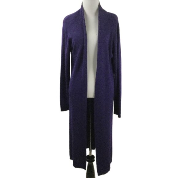 Carlisle Open Front Long Line Wool Blend Plum Cardigan xl - Picture 1 of 8